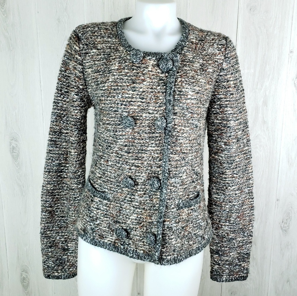 Cabi Ritz Sweater Knit Blazer Snap Button …